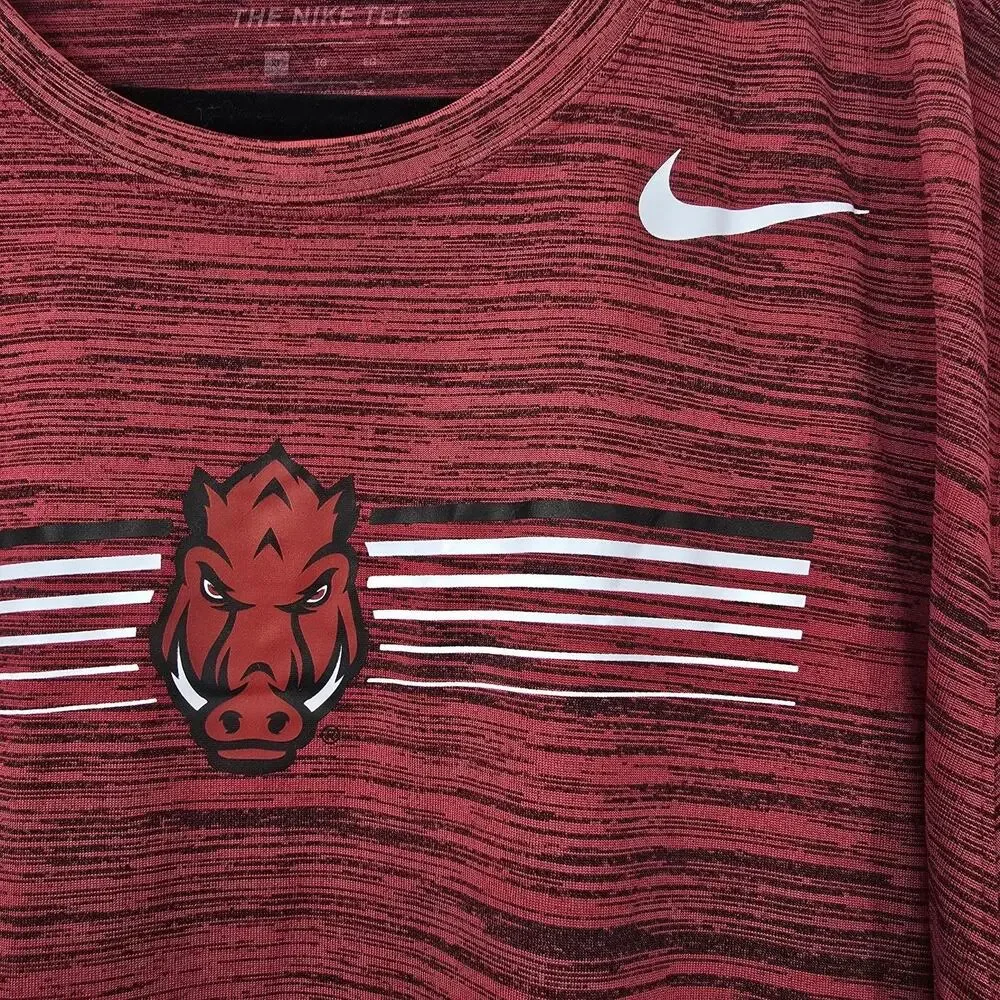 Arkansas Razorbacks Shirt Mens XL Red NCAA Football Nike Dri Fit Heathered